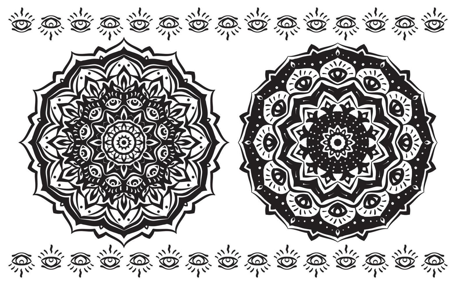 mandala abstrait yeux trippants décoration ronde traditionnelle vecteur