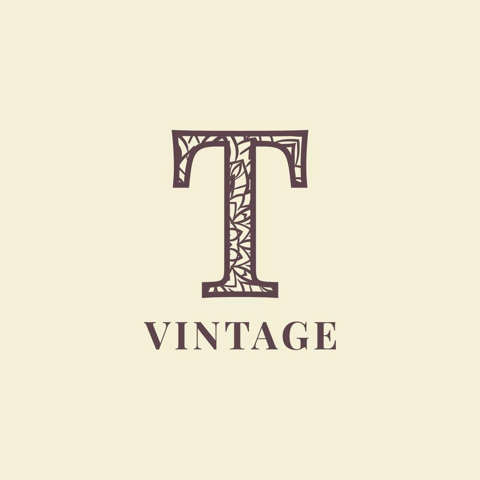 lettre t décoration vintage logo vector design