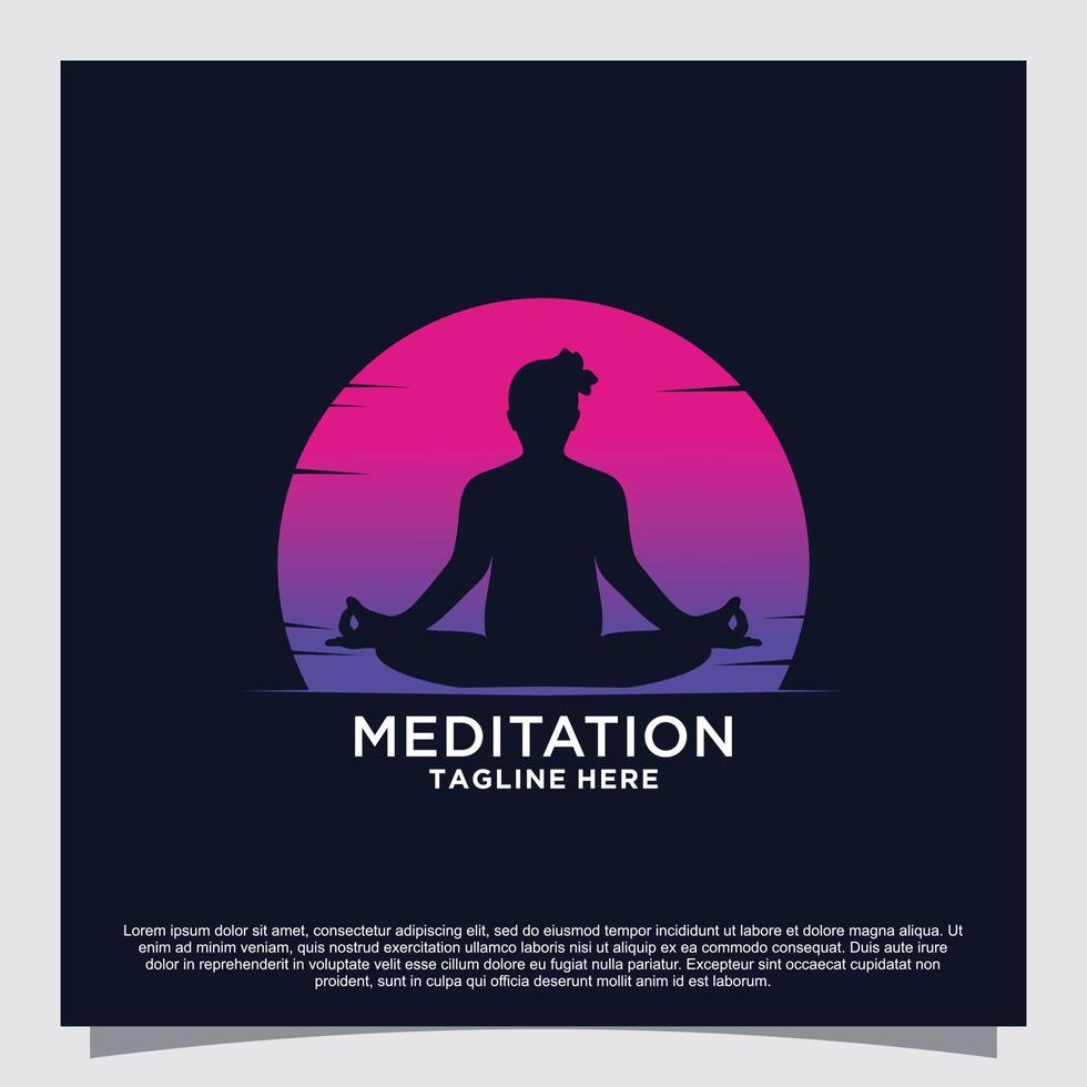 méditation yoga logo design concept vecteur premium