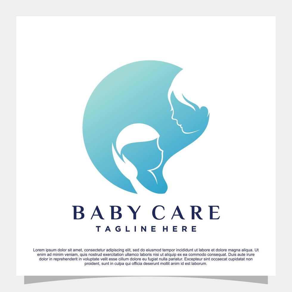 création de logo de soins pour bébés avec vecteur premium de concept d'espace négatif