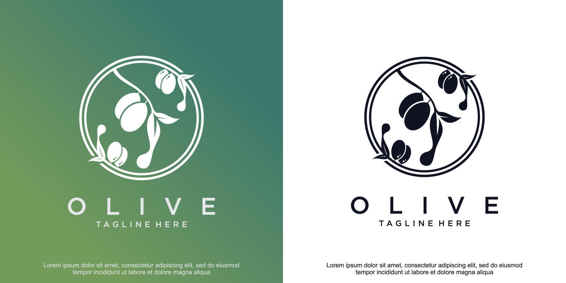 vecteur de conception de logo olive avec vecteur premium de concept abstrait créatif