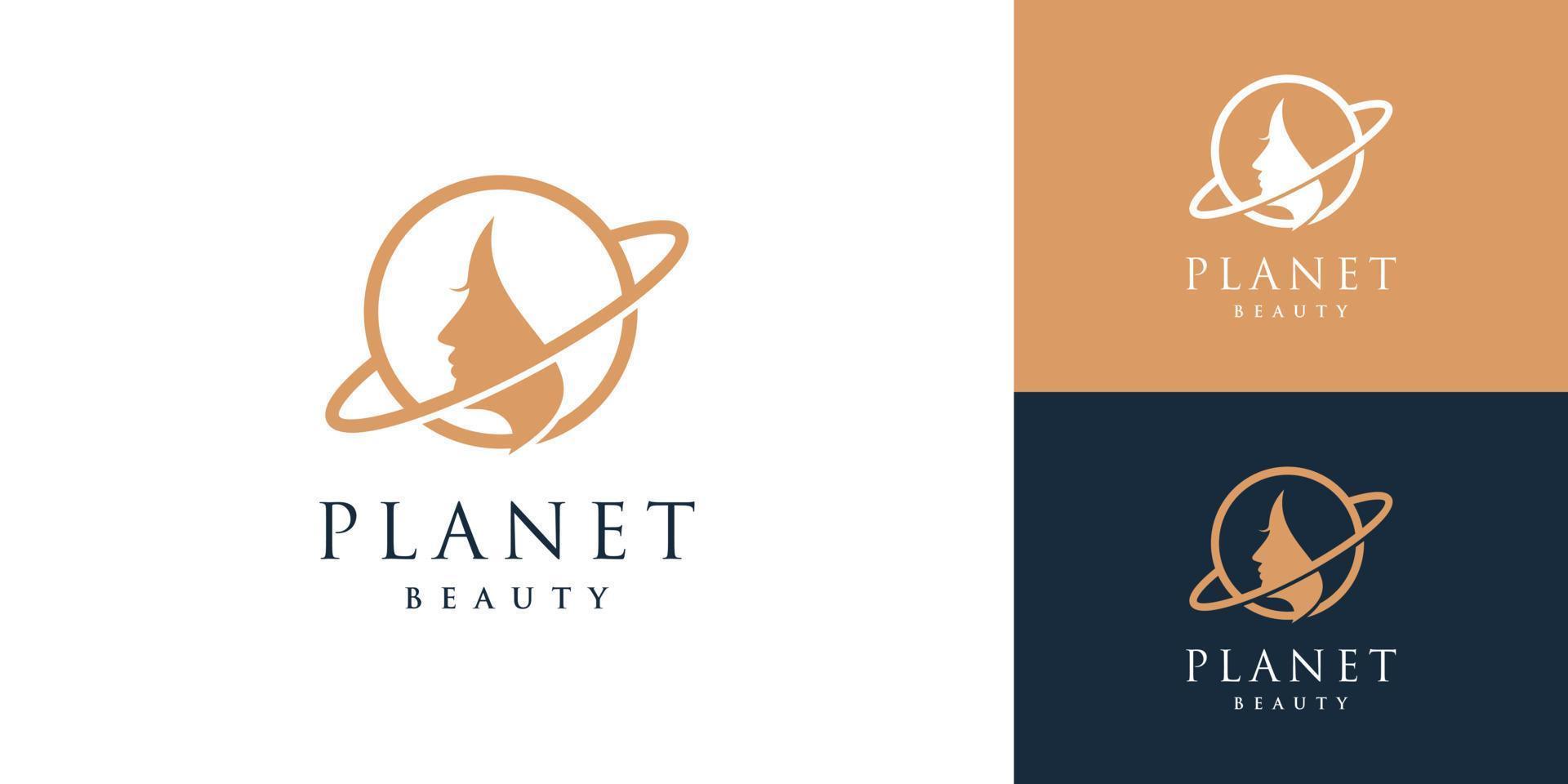icône de vecteur de beauté planète pour femme avec vecteur premium de conception de logo créatif moderne