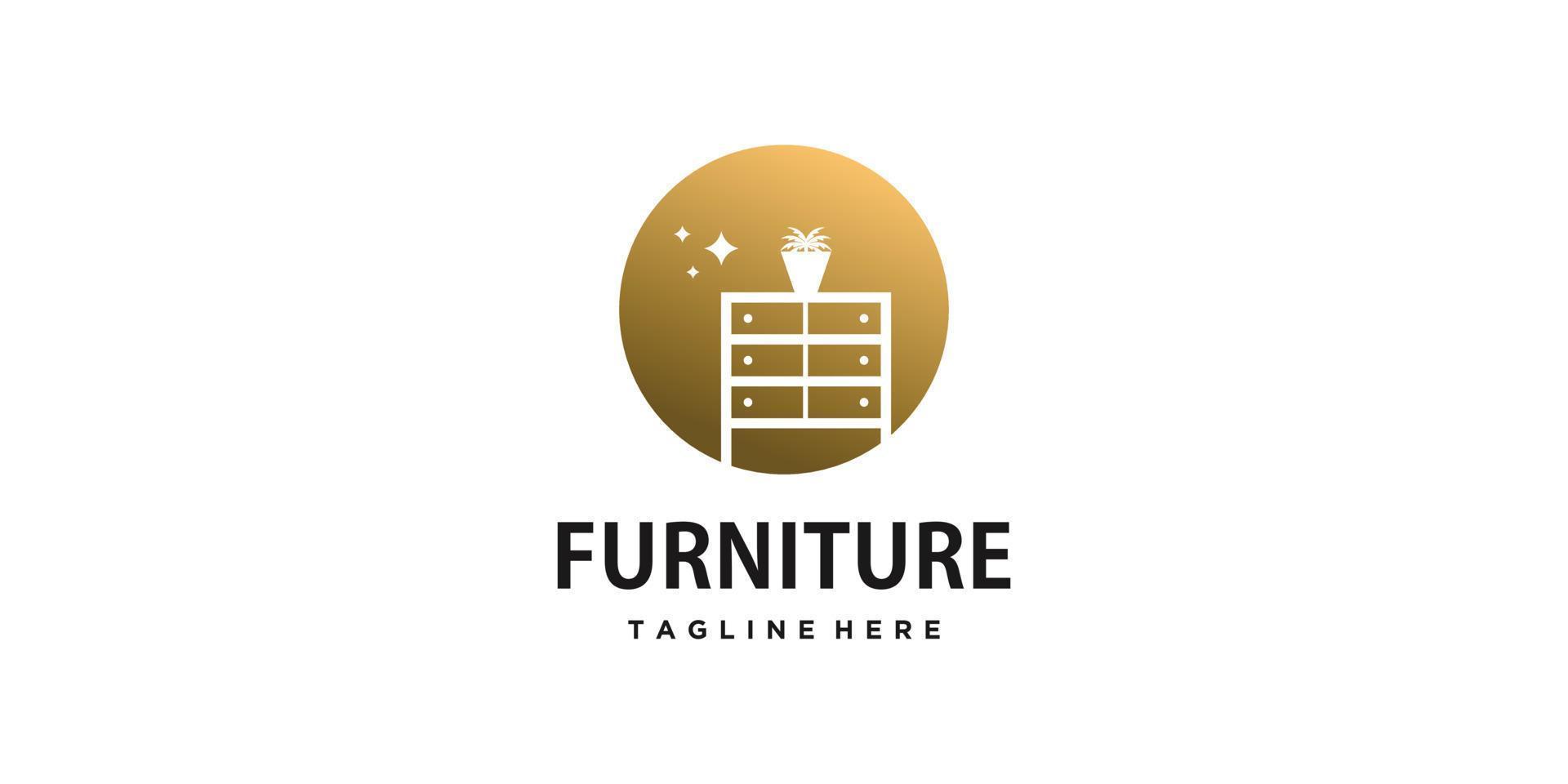 création de logo de meubles avec vecteur premium de concept moderne
