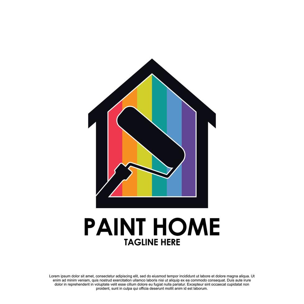 modèle de logo de maison de peinture isolé sur fond blanc vecteur premium