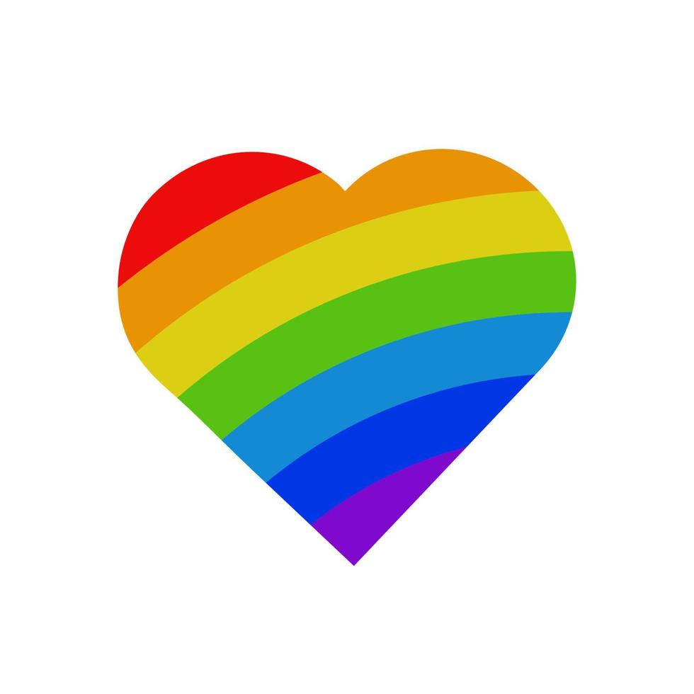 arc-en-ciel coeur symbole de couleur lgbt de l'amour homosexuel, signe de la communauté lgbt, isolé sur fond blanc. illustration vectorielle vecteur