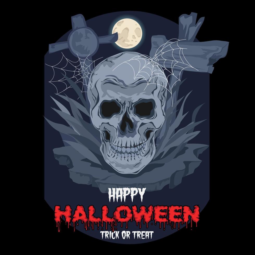 Joyeux Halloween. illustration de crâne effrayant vecteur
