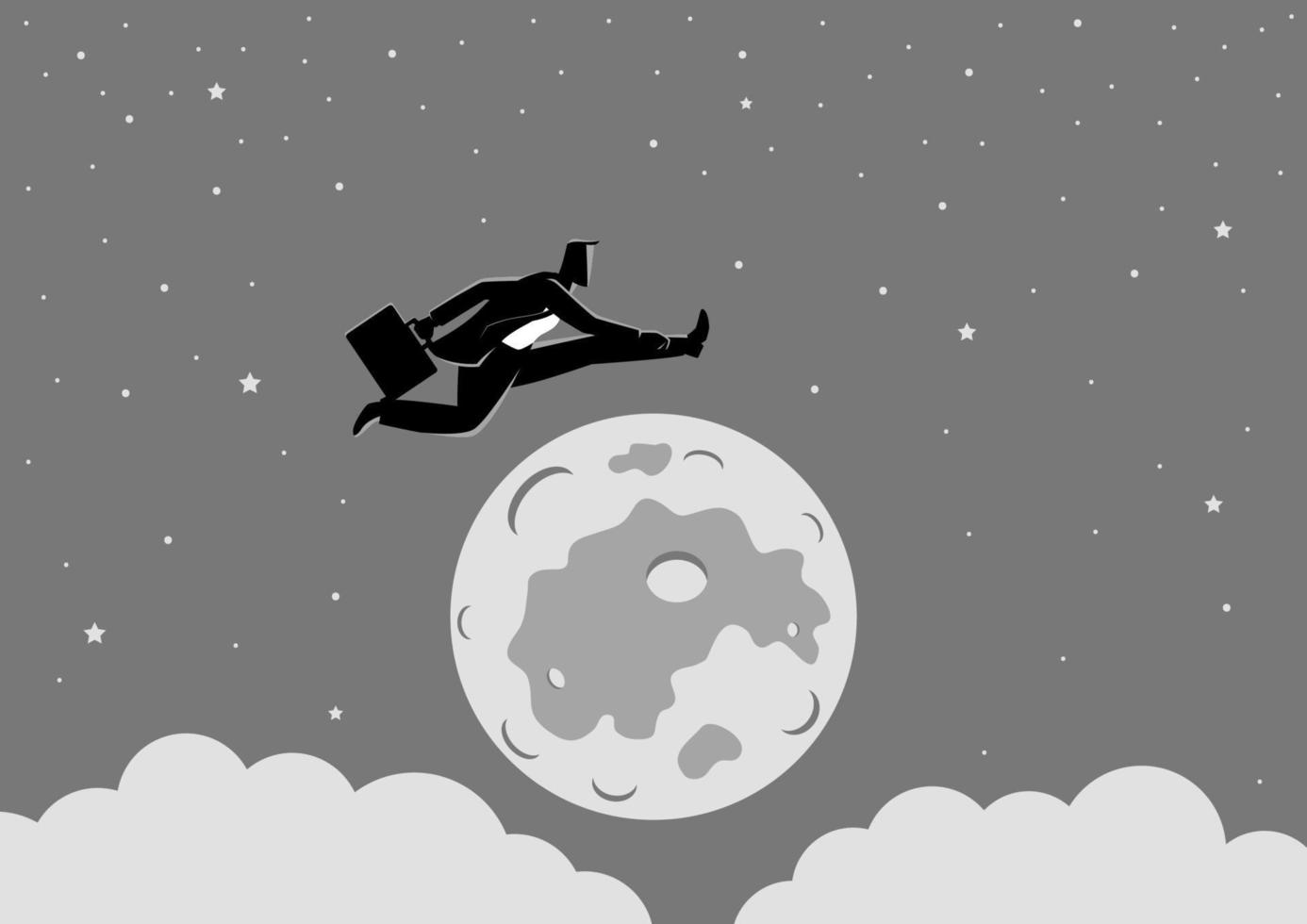 homme d'affaires sautant par-dessus la lune vecteur