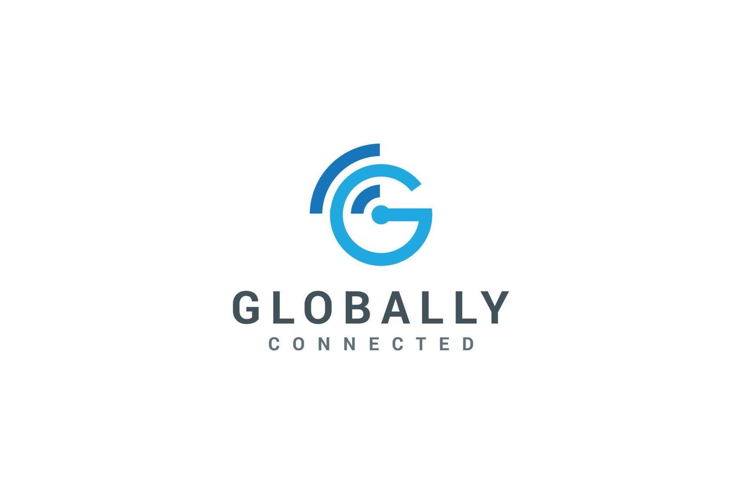 lettre g simple logo de connexion au réseau mondial vecteur