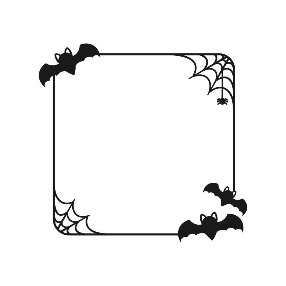 cadre de bordure de chauve-souris carrée. cadres de thème halloween minimes simples vecteur