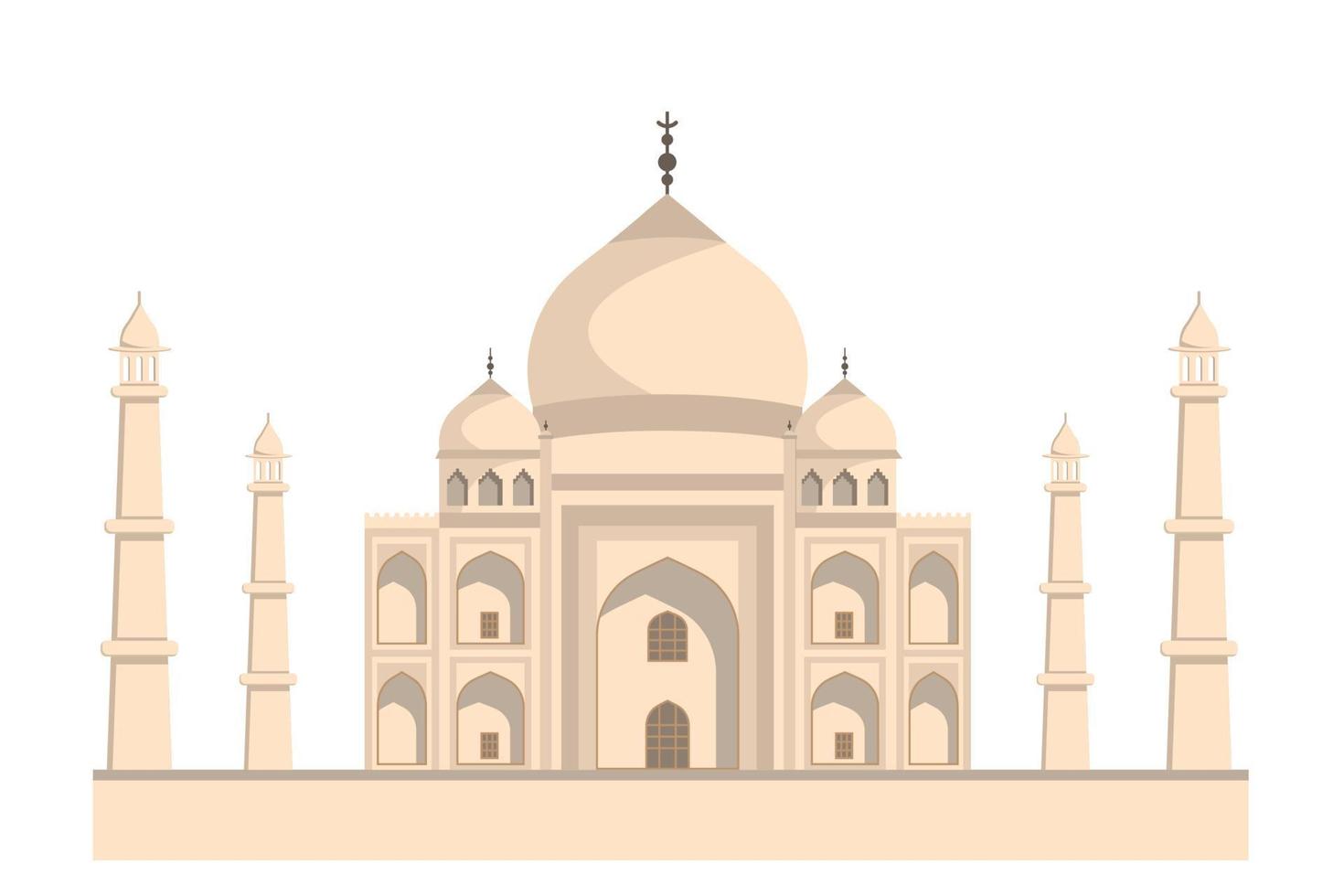 palais indien avec tourelles, illustration plate dans les tons beige et marron, isolé sur fond blanc vecteur