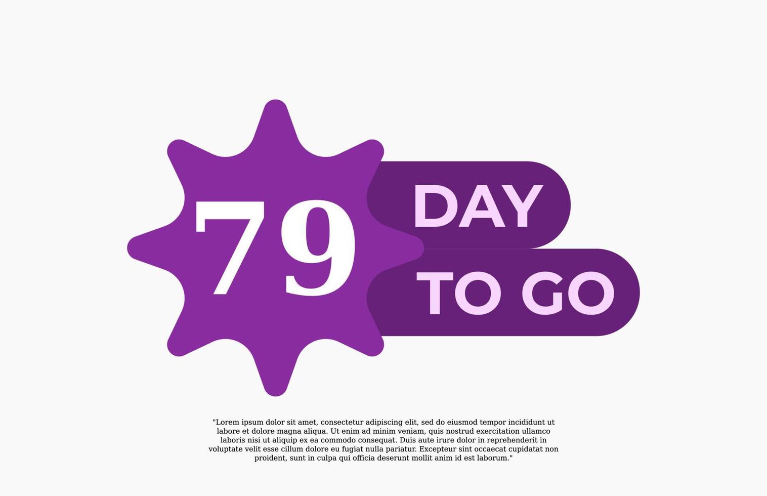 79 jours pour aller. offrir une illustration d'art vectoriel de signe d'affaires de vente avec une police fantastique et une belle couleur blanche violette