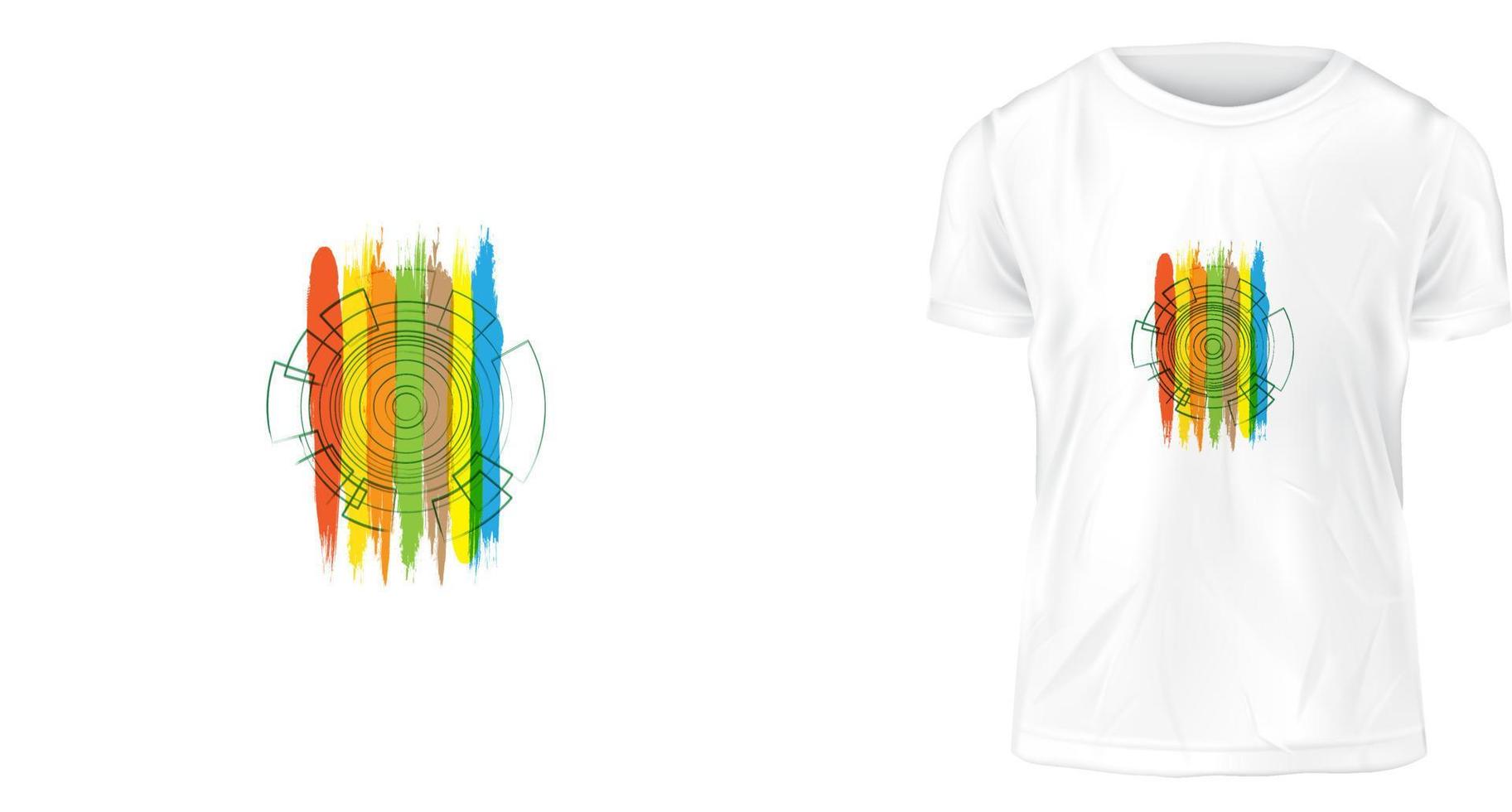 concept de design de t-shirt, motif futuriste avec pinceau de couleur vecteur