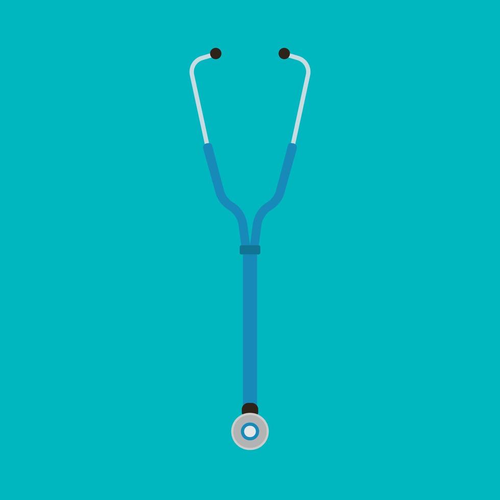 stéthoscope médecin examen icône vecteur bleu. thérapie hospitalière équipement cardiaque instrument d'outil d'impulsion de battement de coeur