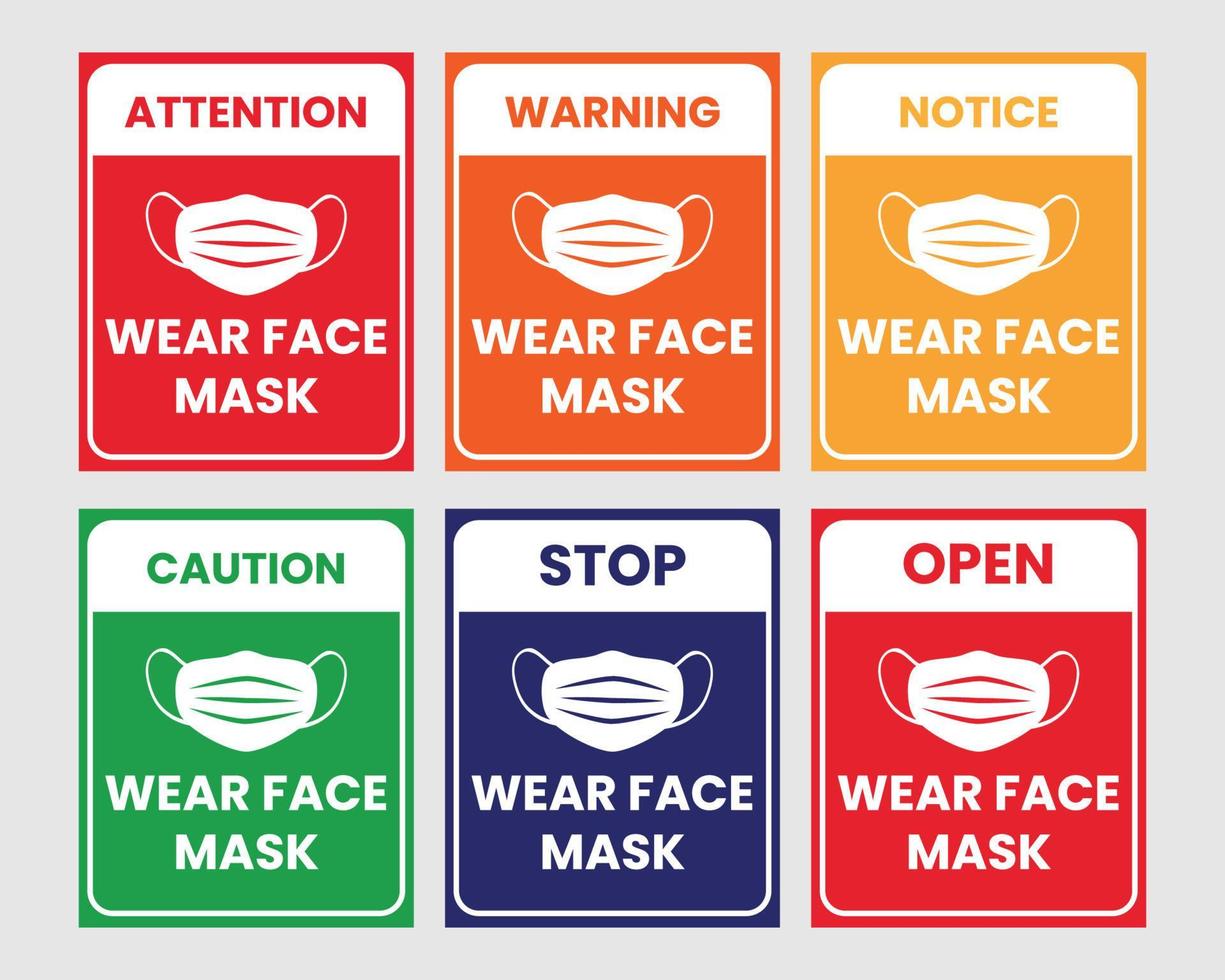 masque facial requis conception de signe vecteur