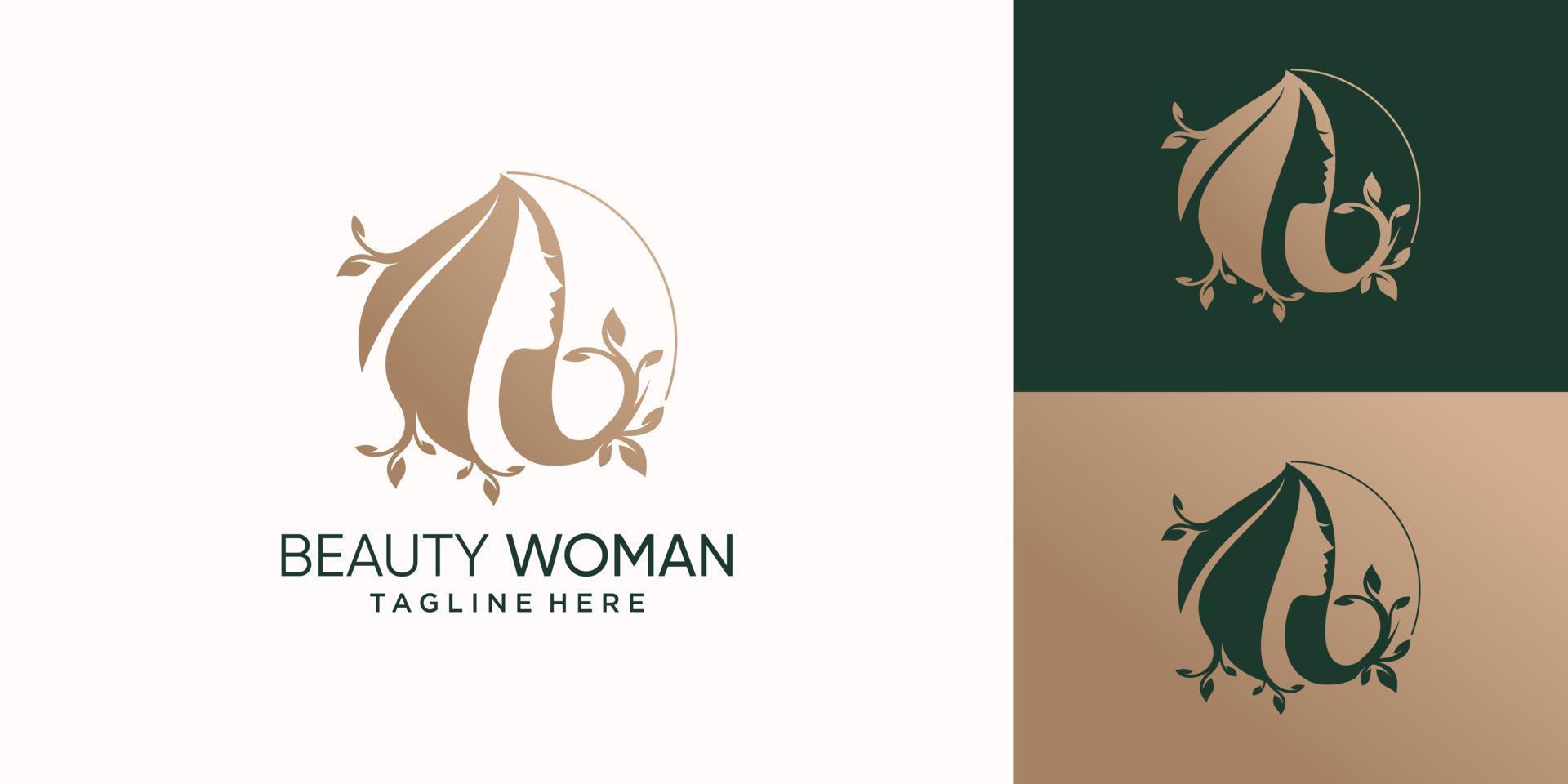 icône de vecteur de beauté de la nature pour femme avec vecteur premium de conception de logo créatif moderne