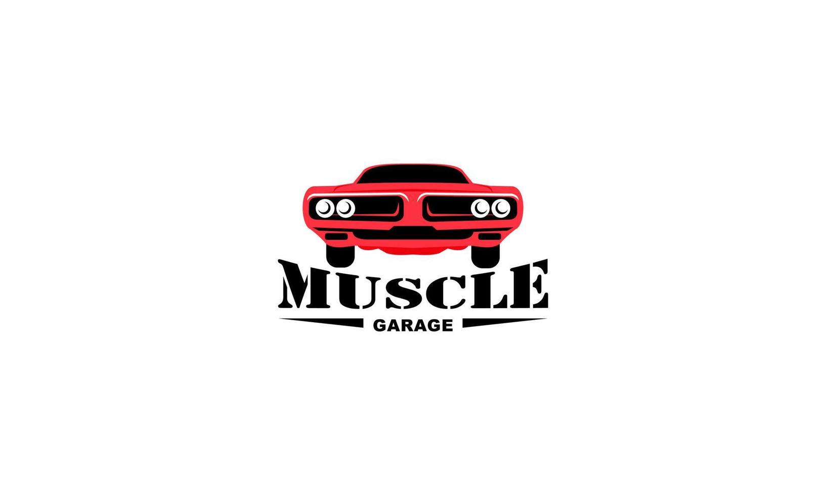 logo musculaire. réparation de voiture de service, restauration de voiture et éléments de conception de club automobile. vecteur