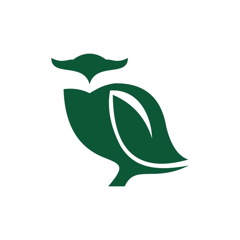 chouette feuille géométrique écologie nature logo vecteur
