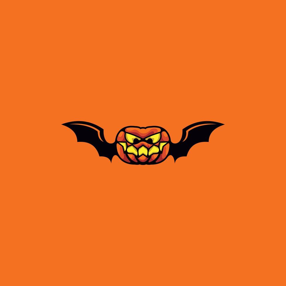citrouille chauve-souris halloween illustration logo vecteur
