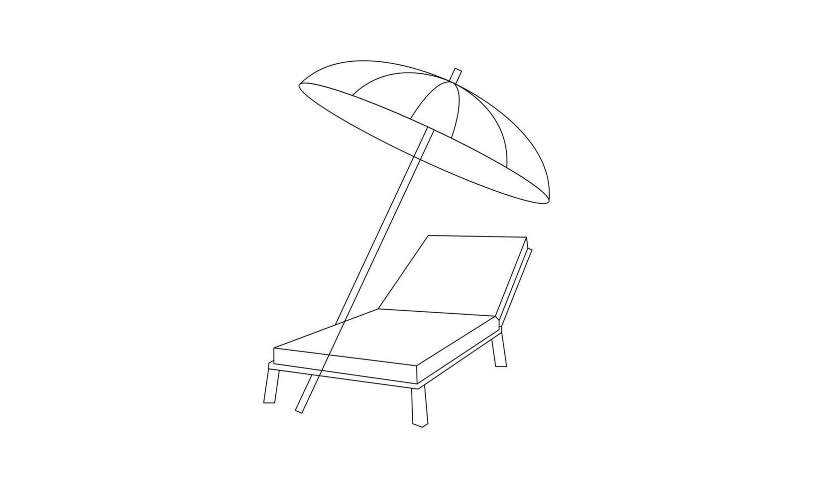 concept de vacances d'été dans le style de dessin d'art en ligne. côte de la mer, parapluie, gens se reposant sur un vecteur