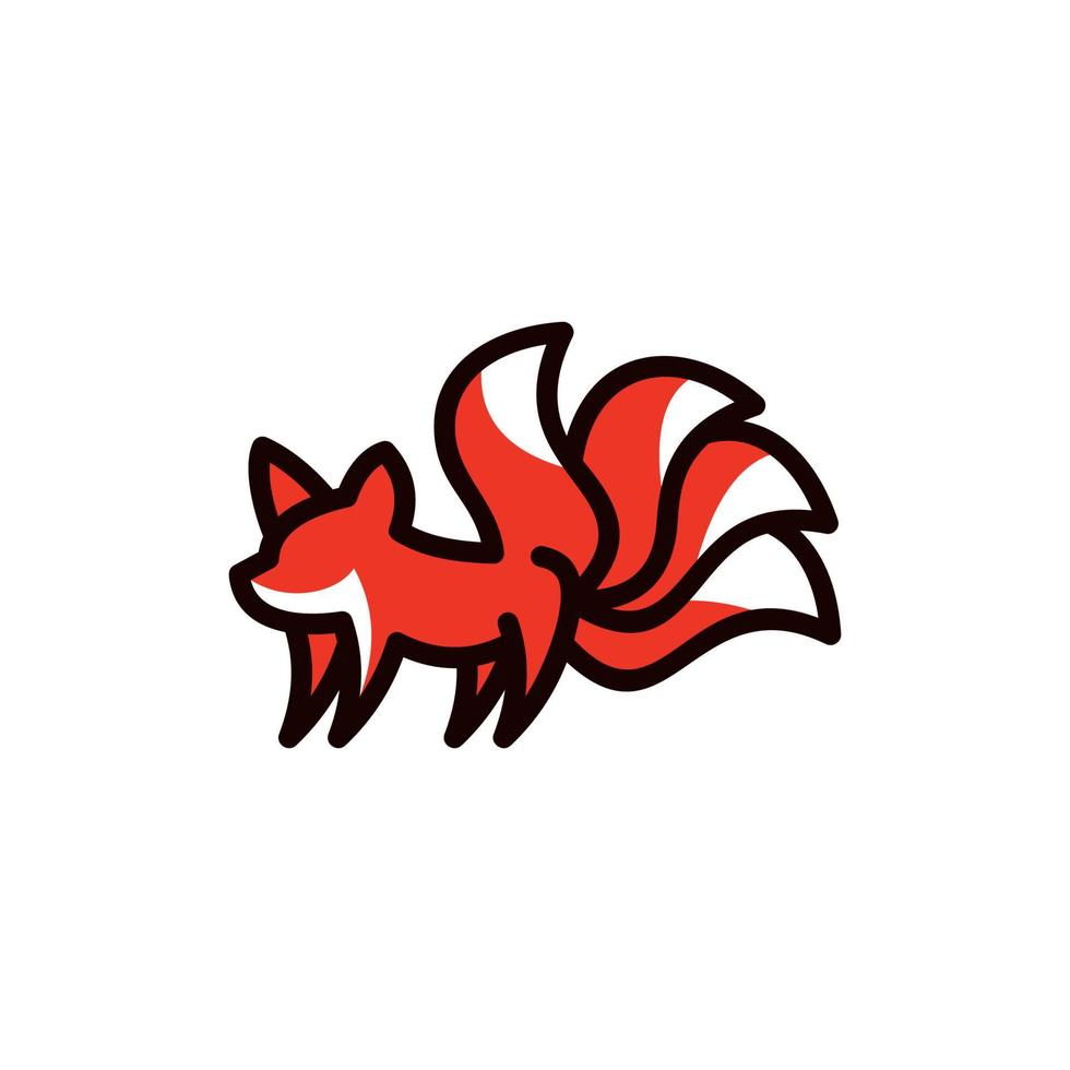 logo créatif animal à quatre queues de renard vecteur