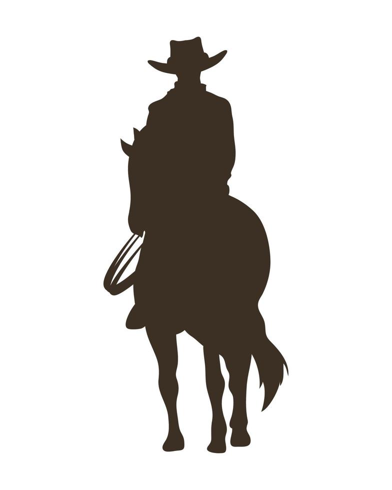 cow-boy en silhouette de cheval vecteur