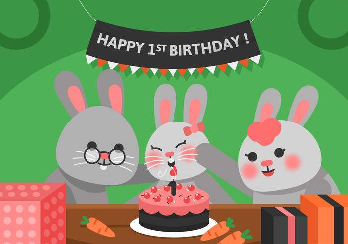 Vecteur lapin premier anniversaire