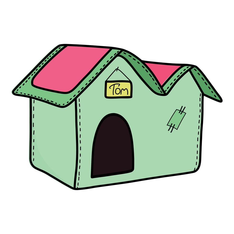 maison en tissu vectoriel pour animaux en style cartoon.barkitecture sur fond blanc