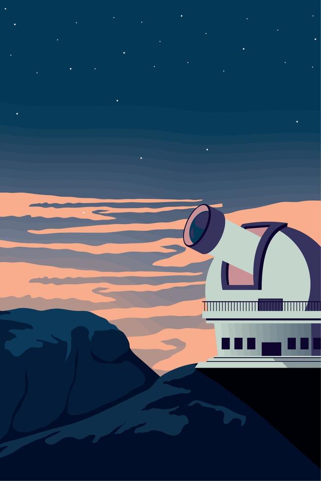 scène de télescope d'observatoire spatial vecteur