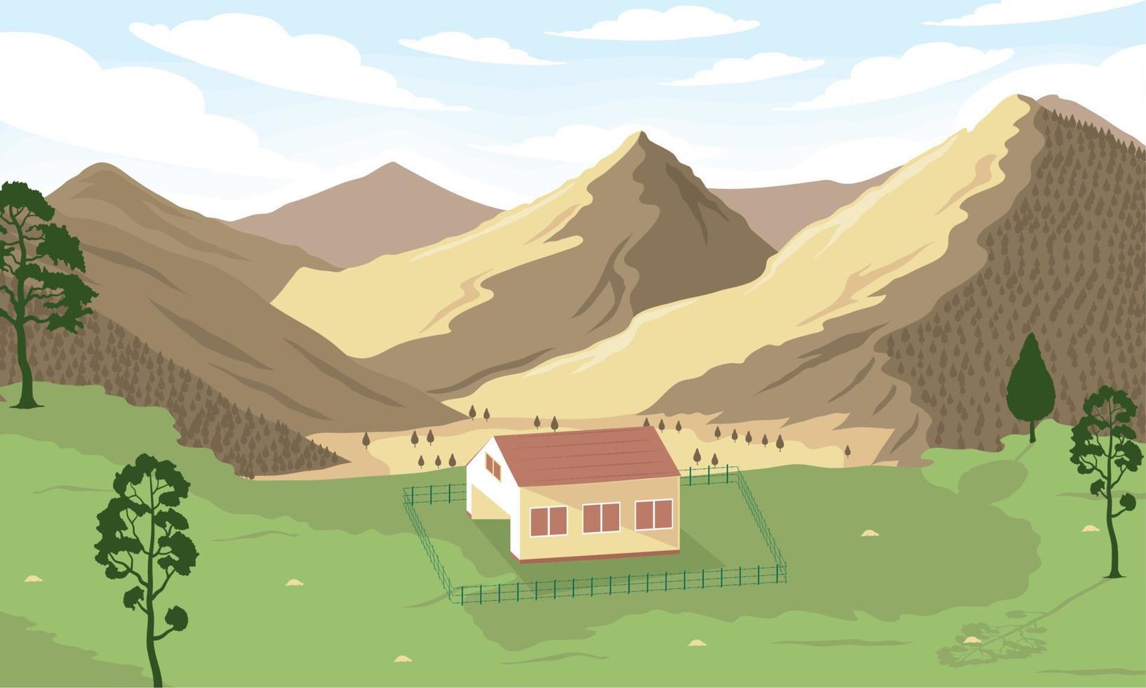 paysage rural avec maison vecteur