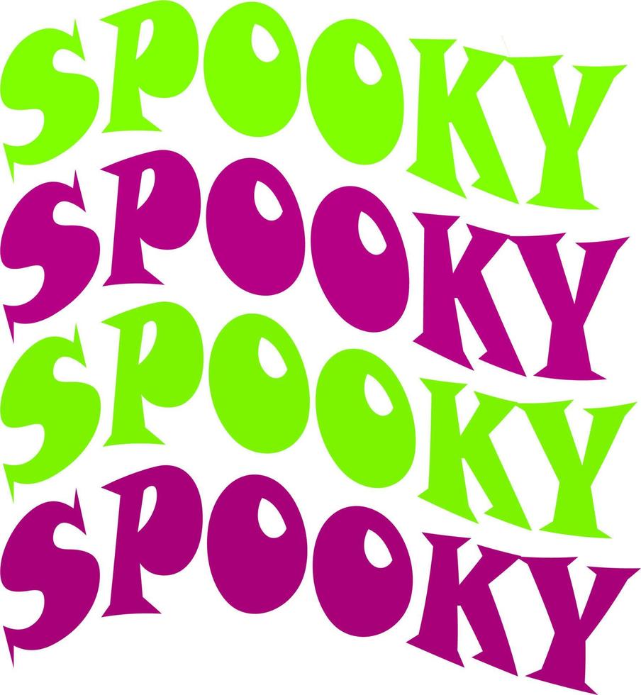 texte d'halloween fantasmagorique typographie violette verte ondulée style de lettrage manuscrit pour t-shirt, cartes, fête. vecteur
