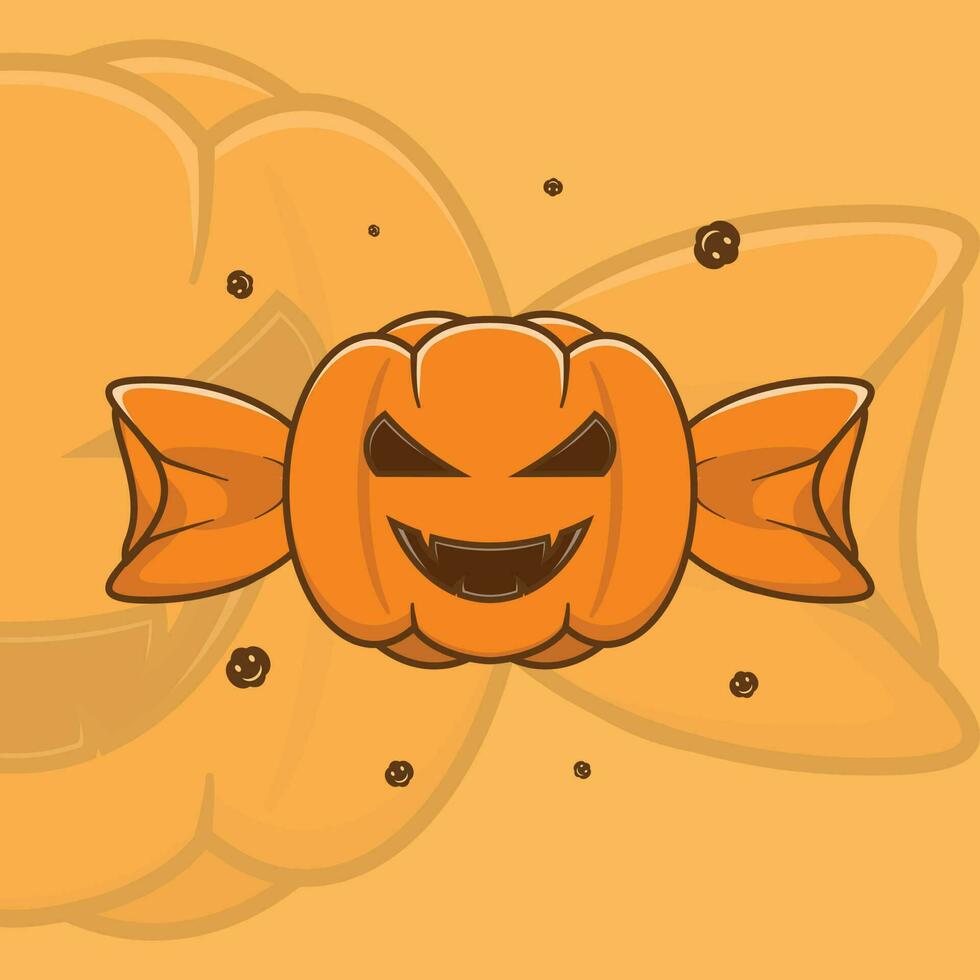 citrouille effrayante jack o lantern candy. notion d'Halloween. design haut de gamme simple vecteur