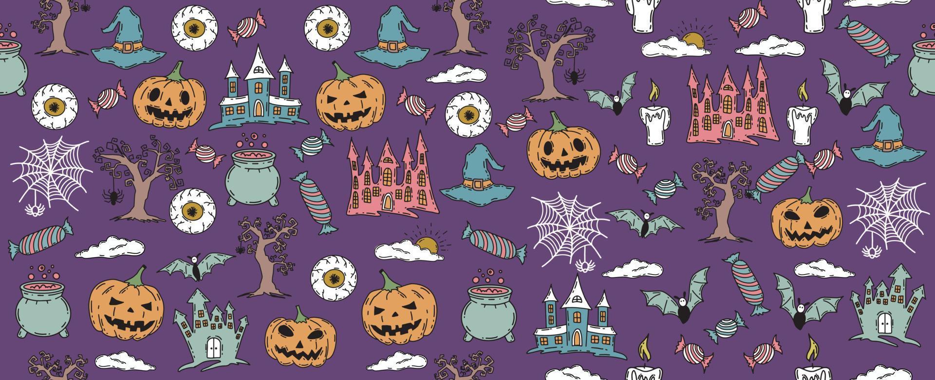 symboles d'halloween illustrations dessinées à la main vecteur