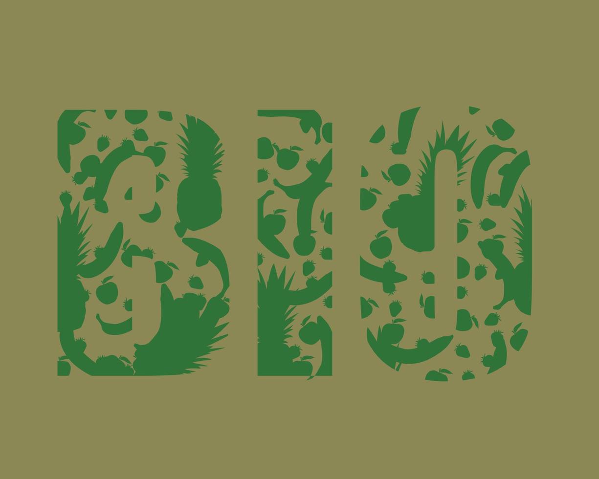 logo bio avec illustration vectorielle de fruits - bio vecteur