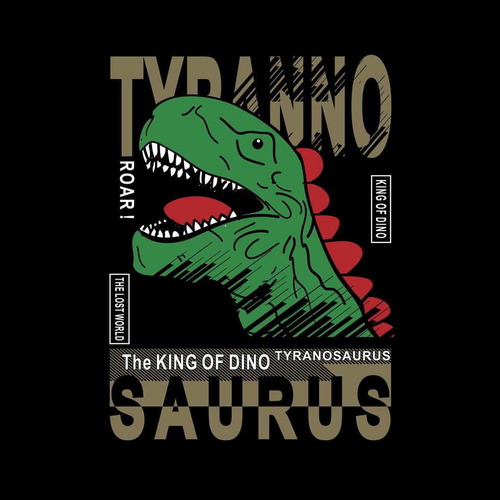 conception de tête et de slogan de tyrannosaure pour la mode des enfants vecteur