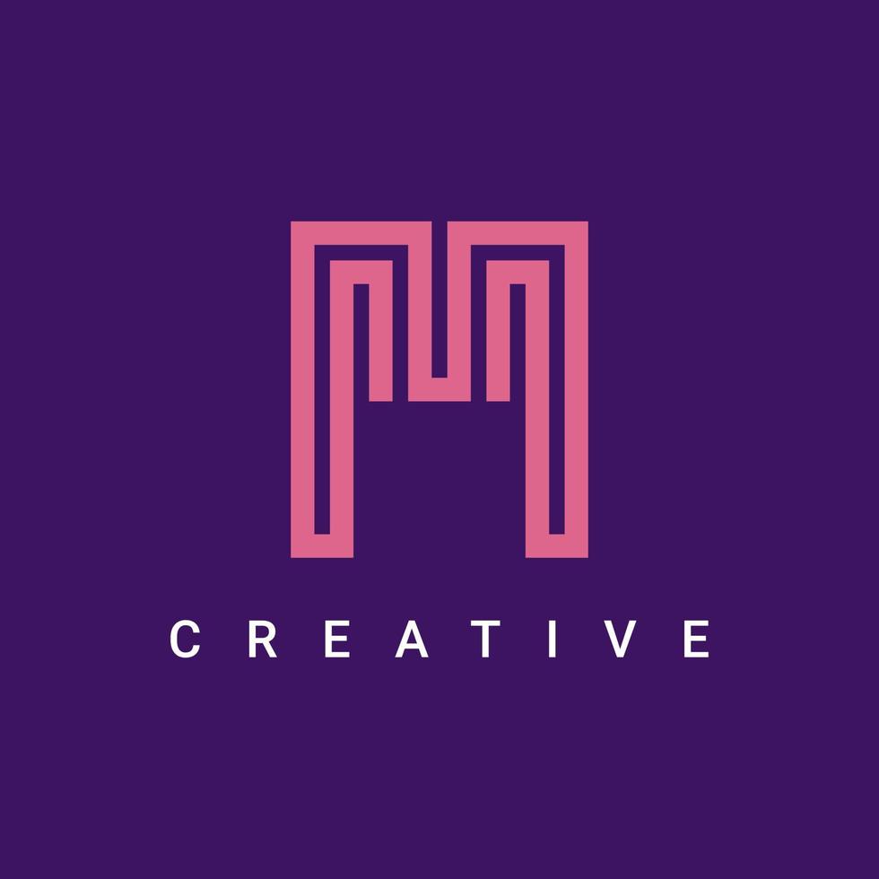 création de logo de symbole d'icône de lettre m, création vectorielle de logo de type de ligne minimaliste et créative vecteur