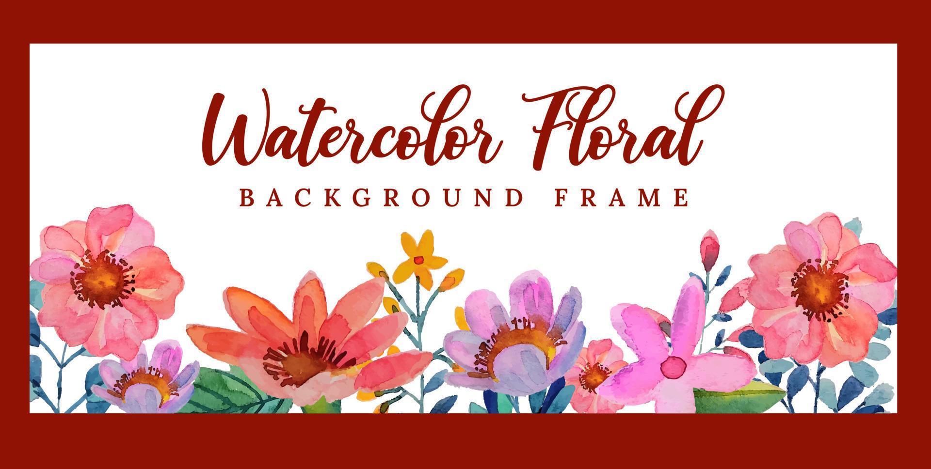 cadre de fond bannière floral aquarelle vecteur