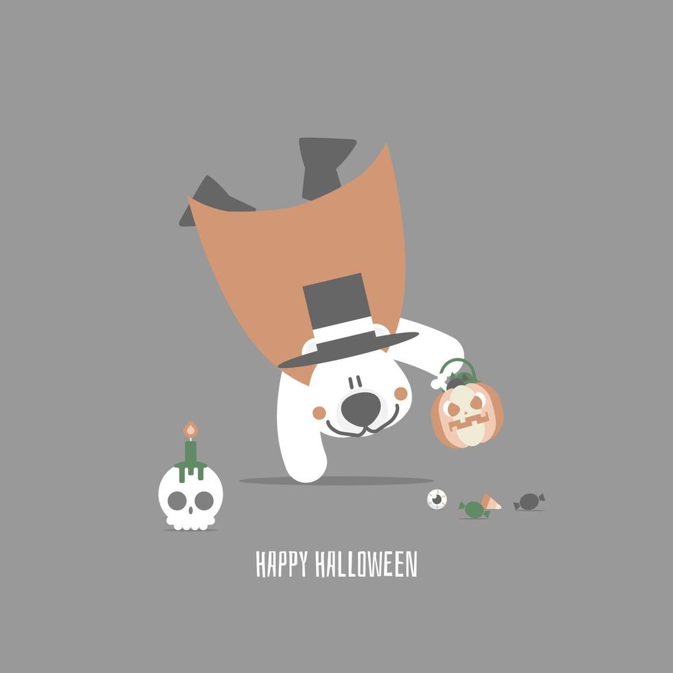 joyeux festival de vacances d'halloween avec ours en peluche et crâne de citrouille, conception de personnage de dessin animé illustration vectorielle plane vecteur