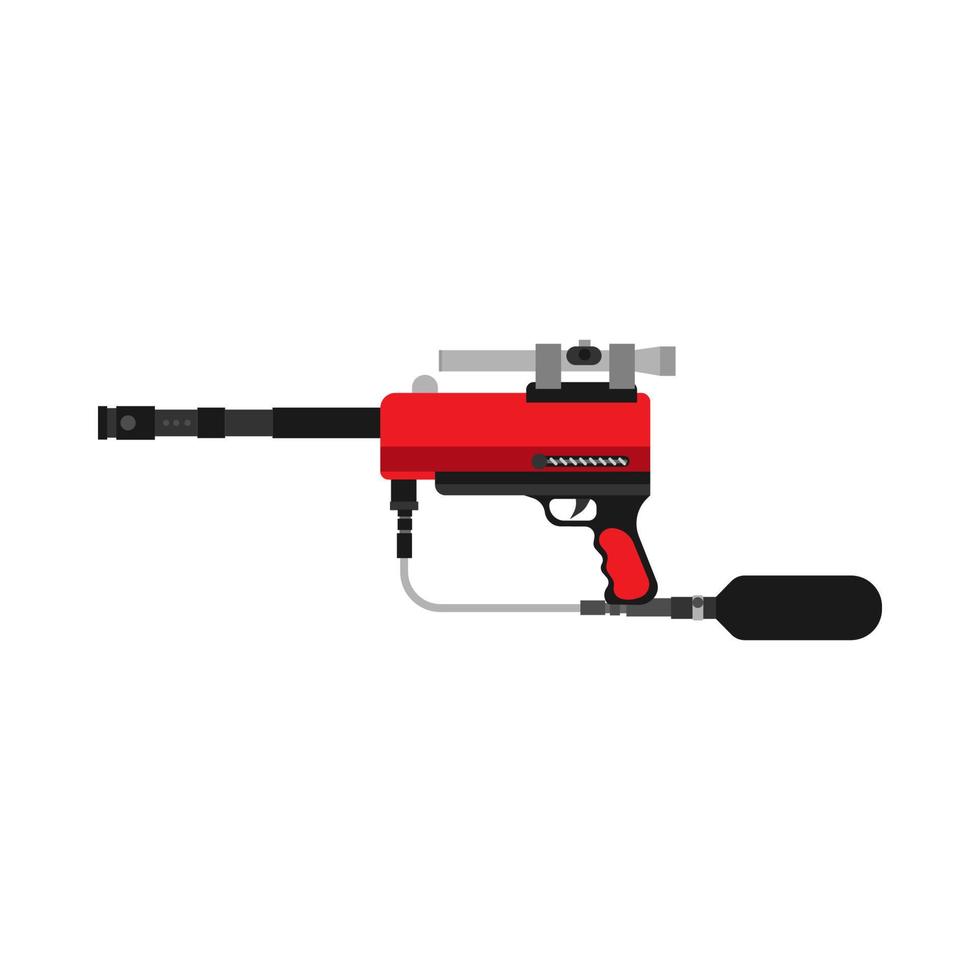icône vectorielle de pistolet de paintball équipement de sport extrême. marqueur d'arme amusant de bataille de jeu isolé. fusil à munitions de loisirs vecteur