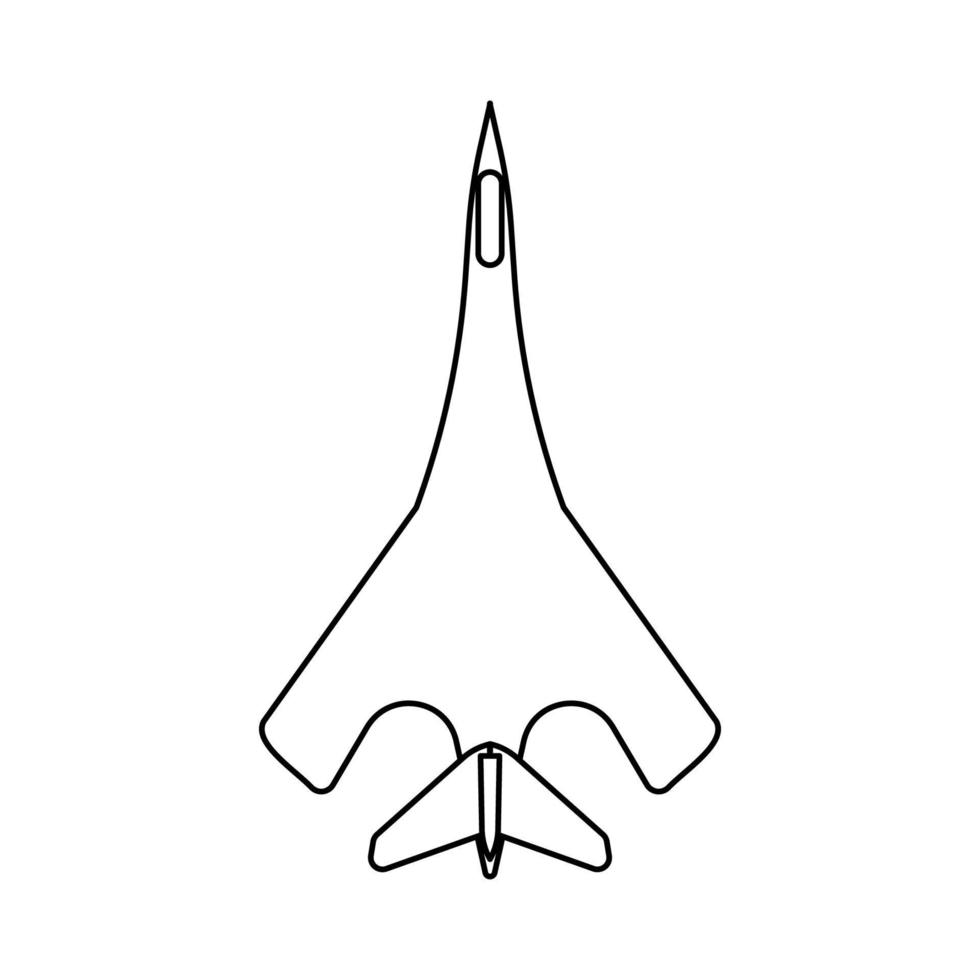 Contour d'icône d'illustration vectorielle d'avion militaire. avion aviation icône isolé blanc jet et chasseur ligne de l'armée de l'air mince vecteur