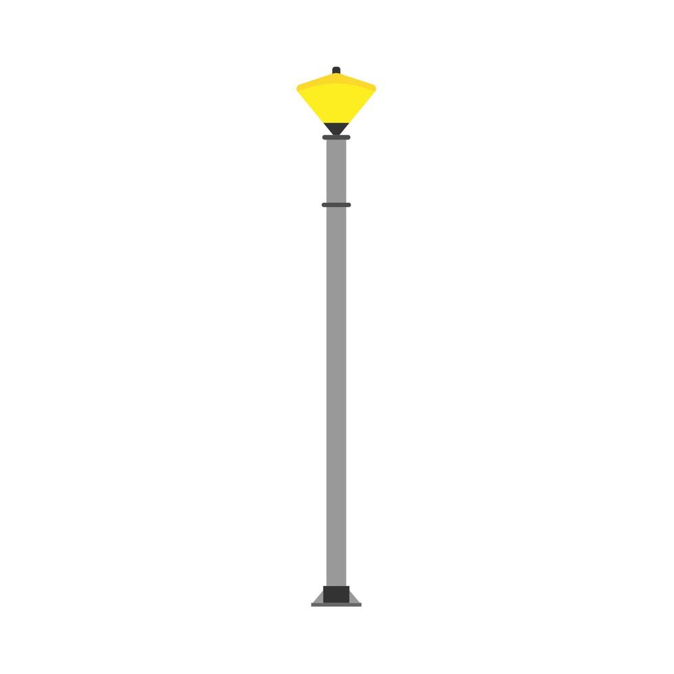 lampe de lumière jaune de rue poteau d'éclairage de vecteur de ville. urbain vieux extérieur icône équipement autoroute
