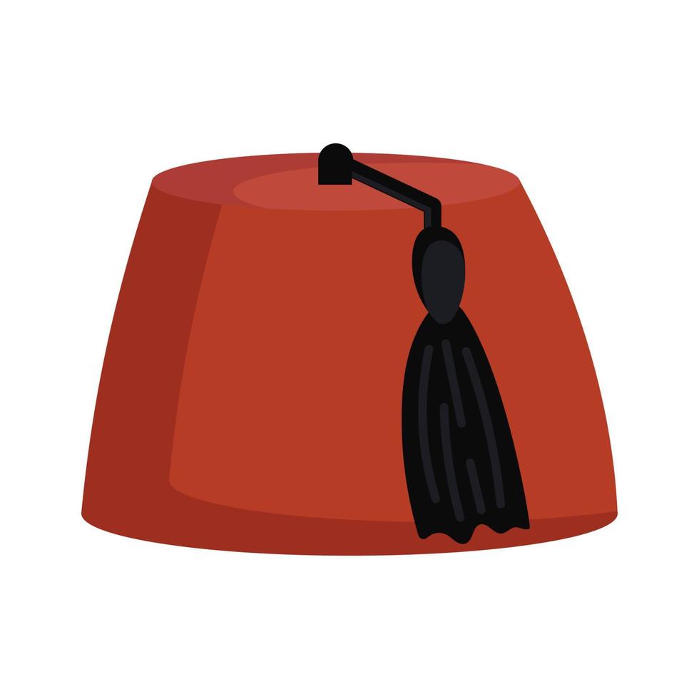 icône d'illustration vectorielle de chapeau de fez. casquette de symbole turc et tête traditionnelle musulmane avec gland. culture vestimentaire de dinde accessoire ethnique et vêtements de mode rétro. costume culturel egypte arabe et dessin animé vecteur
