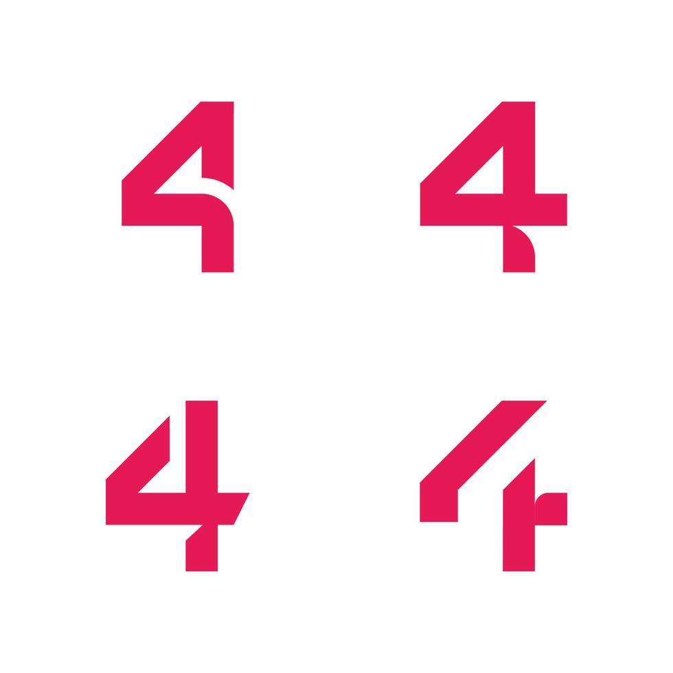 Éléments de modèle de conception d'icône de logo simple numéro 4 vecteur