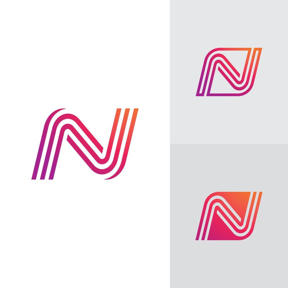 modèle de conception de logo abstrait lettre n vecteur