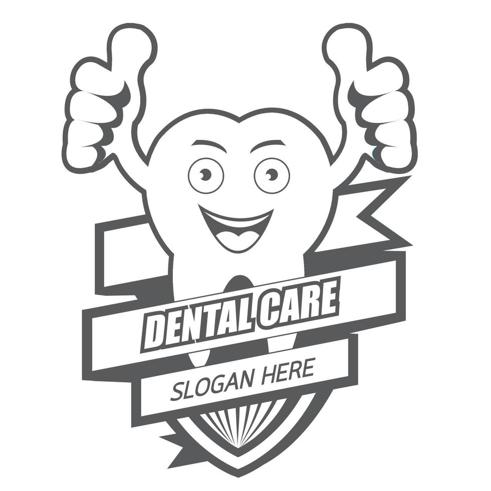 dessin animé noir et blanc symbole de dent souriante.c'est le concept de soins dentaires. vecteur