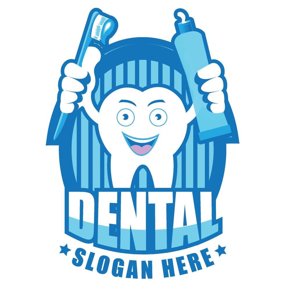 dessin animé souriant dent logo.c'est le concept de soins dentaires. vecteur