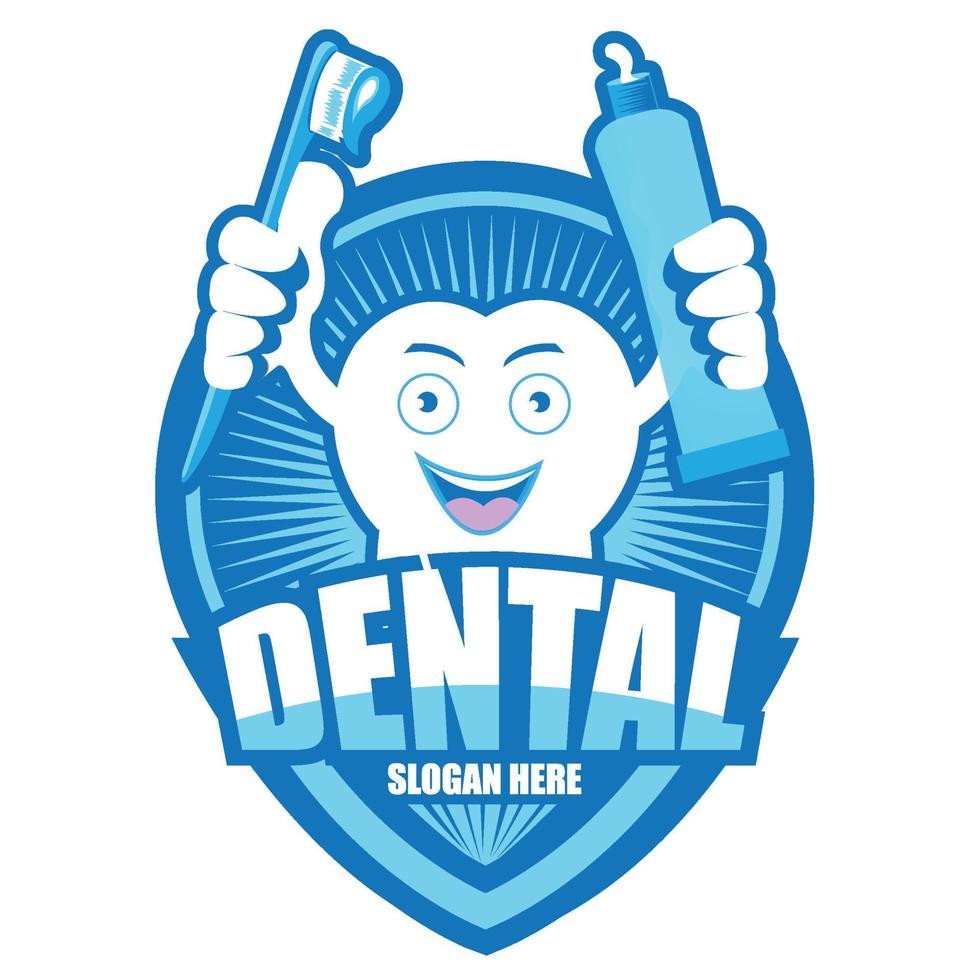 dessin animé souriant dent logo.c'est un concept de sourire heureux. vecteur