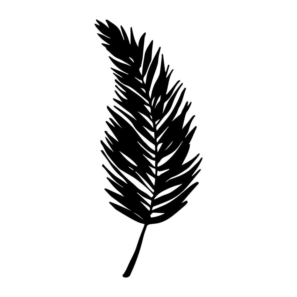 illustration simple de feuilles tropicales. clipart vectoriel dessiné à la main. griffonnage botanique