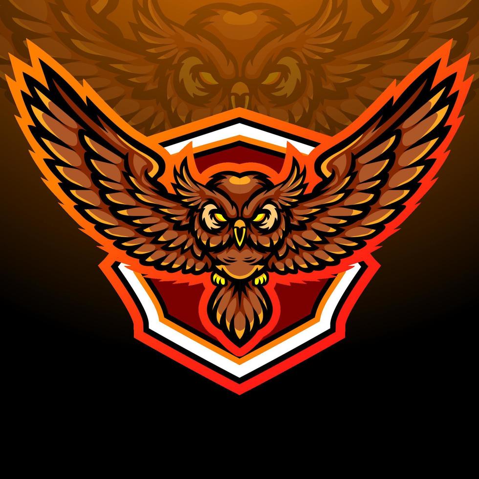 mascotte oiseau hibou. création de logo esport vecteur