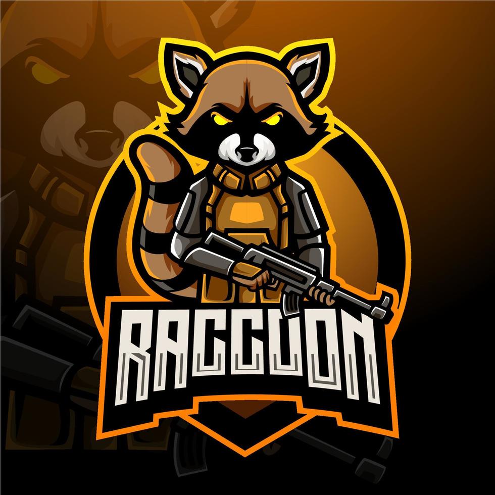 conception de mascotte de logo esport raton laveur vecteur