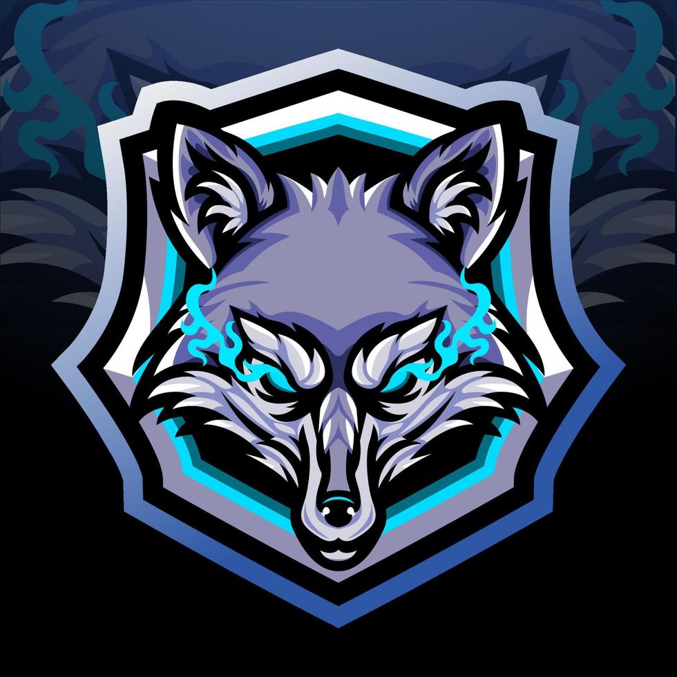 la tête de mascotte de loup. création de logo esport vecteur